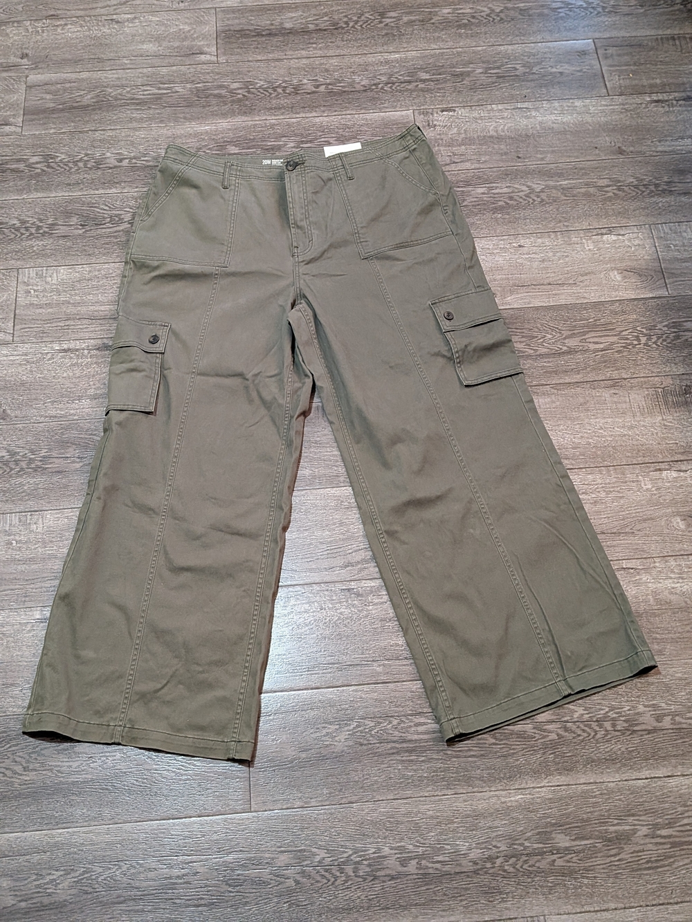 Womens Highest-Rise Wide Leg Cargo Pants Olive Green Size 20W NWT
